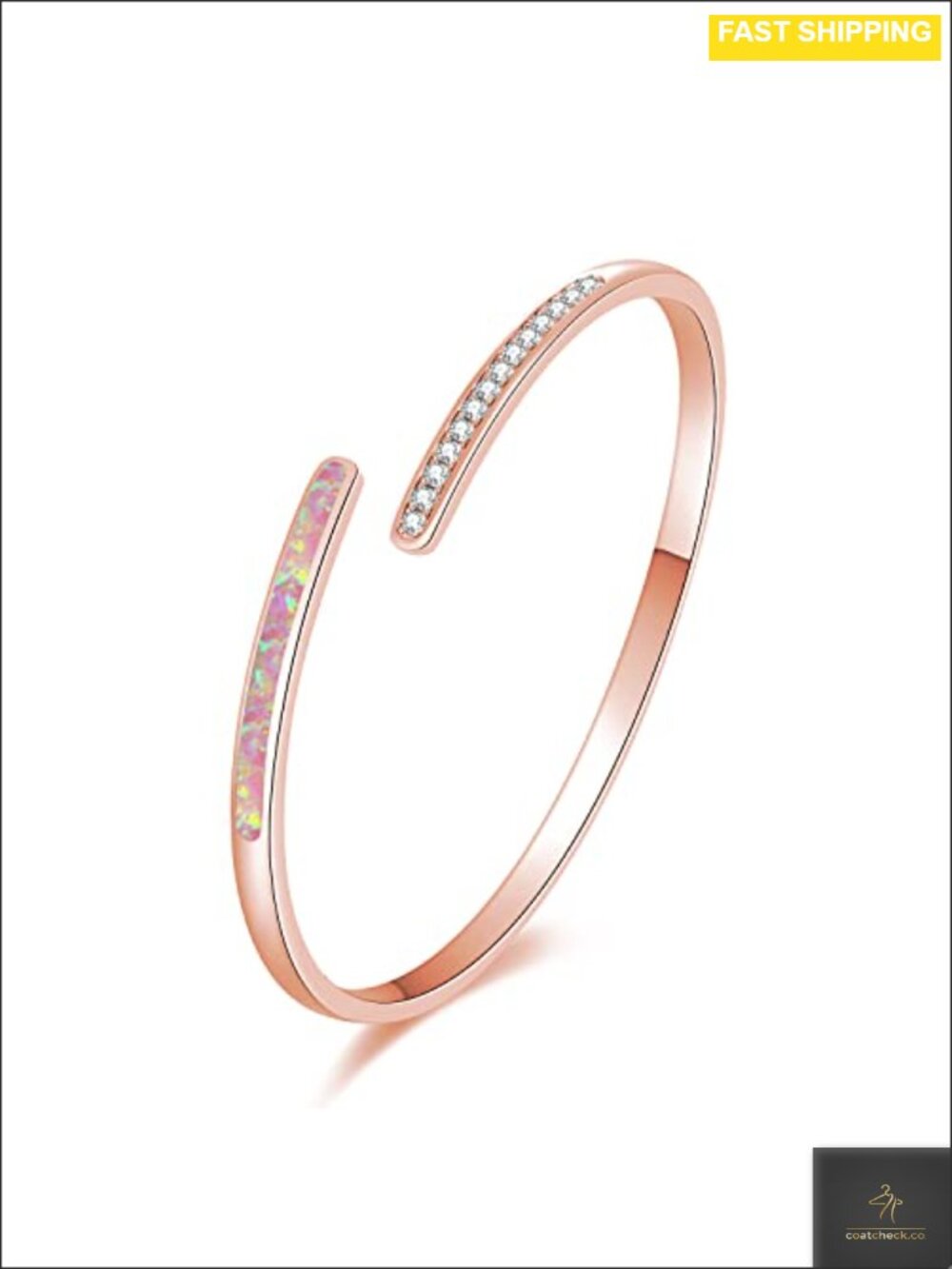 Opal Cuff Bracelet Rose Gold Plated Hypoallergenic Bangle for Women